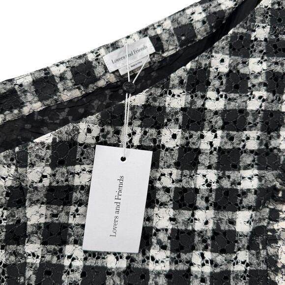 Lovers + Friends One Shoulder Mini Dress LARGE Seana Black Ruffle Eyelet Revolve - Picture 7 of 12